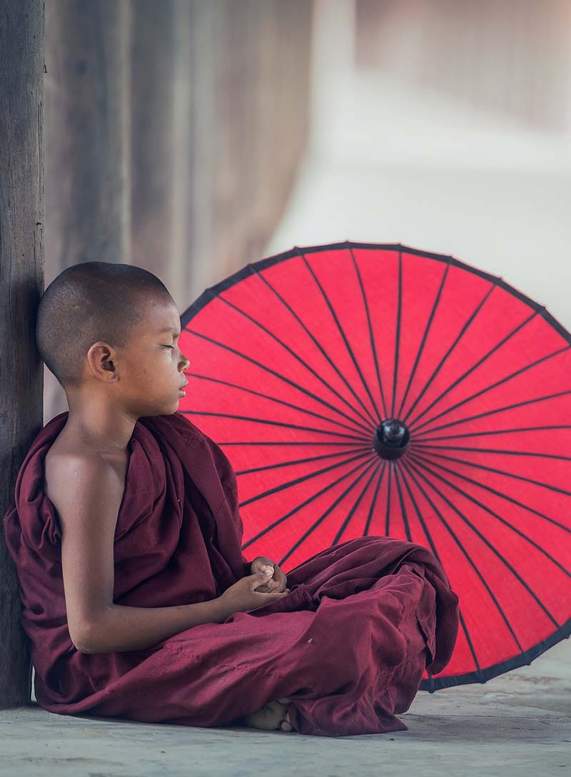 little monk meditating